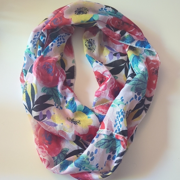 Floral Multicolor Infinity Scarf - Picture 1 of 1